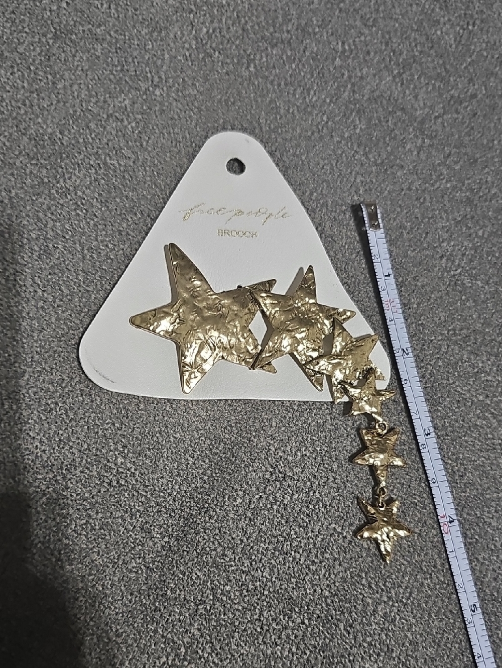 NWT Free People Shooting Stars Brooch Gold Tone Dangle Large Pin - Picture 5 of 5